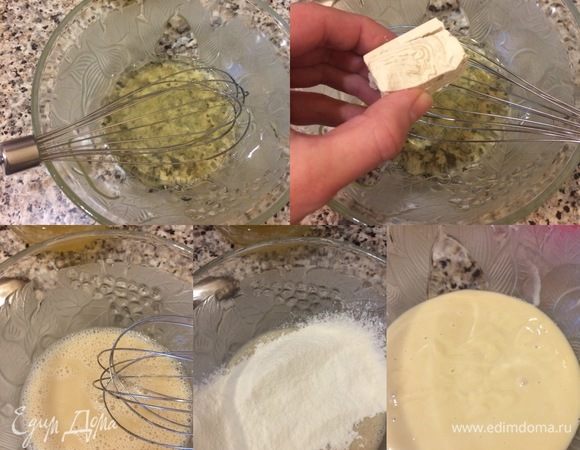 Опара: в теплой воде растворить мед, раскрошить дрожжи и перемешать. Затем добавить муку, хорошо перемешать венчиком, затянуть миску пленкой и поставить в теплое место на 30-40 минут. Опара должна увеличиться в два раза.