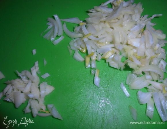 Лук и чеснок очистите и мелко порубите.