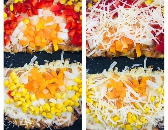 Следом в произвольном порядке выложить любимые овощи. Сверху добавить французских трав, соль по вкусу и оставшийся сыр, накрыть крышкой и 5–10 на низкой температуре, до прогрева овощей. Блюдо готово!