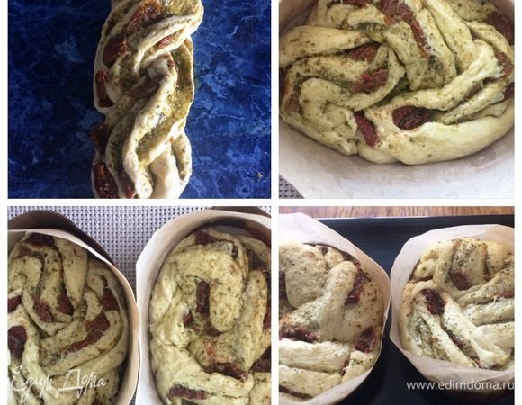 Плетем не очень тугую косу. Выкладываем в форму, смазанную маслом, так, чтобы разрезы были навиду. Форма должна быть высокой. Я наращивала свои формы бумагой для выпечки. Оставляем бриоши на расстойку примерно на 2 часа. У меня 2 формы диаметром примерно 18 см и высотой 10 см.