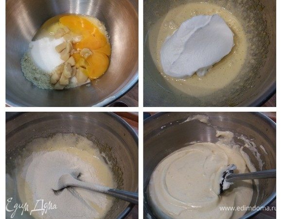 Для бисквита натереть пармезан на терке. Духовку разогреть до 180°C. Марципан соединить с молотым миндалем (у меня без кожицы) и 35 г сахара. Добавить яйцо и желток и взбить блендером до кремовой консистенции, увеличения массы в объеме и посветления. Взбить белок с оставшимся сахаром. Ввести 1/3 белка в яичную массу, аккуратно перемешивая лопаточкой движениями сверху вниз. Ввести просеянную муку и оставшиеся белки аналогичными движениями.