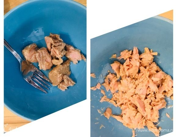 Консервированный тунец ТМ «Магуро» переложить в тарелку и размять вилкой. Отварить яйцо.