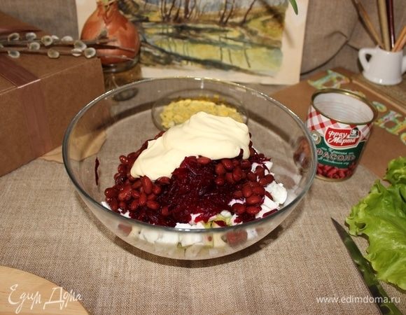 Домашний майонез добавляем по вкусу.