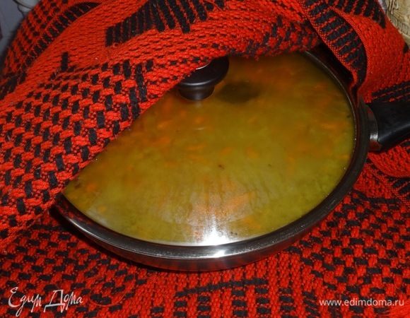 Укутать сотейник теплым пледом и подержать в нем суп 25–30 минут.