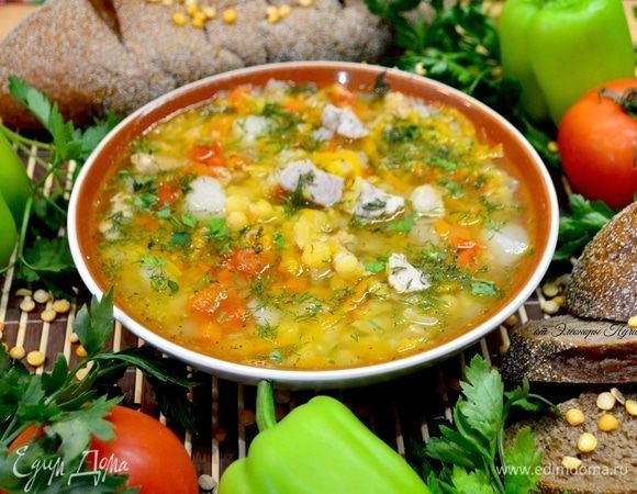 Посыпать суп свежей зеленью при подаче!