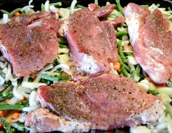 5-й слой — куски мяса.