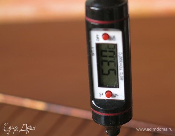 Температура мяса внутри куска после более двухчасовой выдержки.