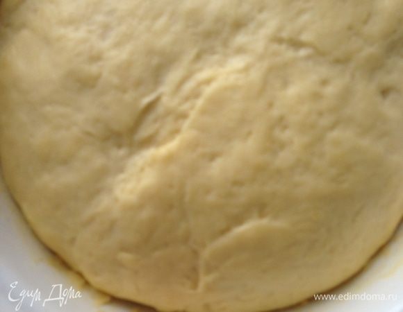 Обсыпать тесто слегка мукой, накрыть полотенцем и оставить на пару часов для поднятия.