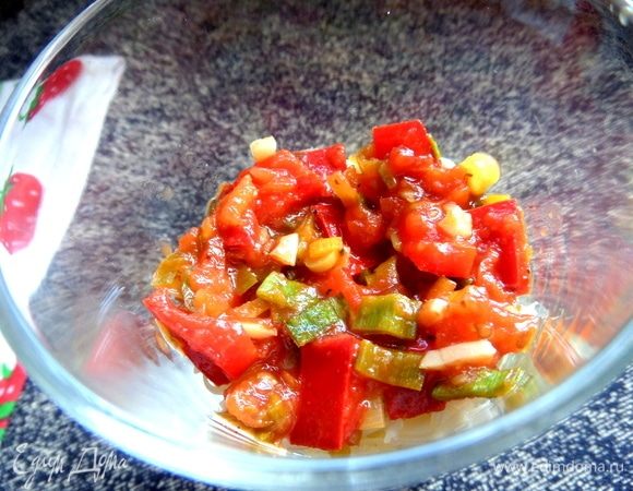 Сверху овощной слой.