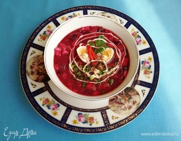 Супругу и сыну нравится суп с квасом, заправленный майонезом.