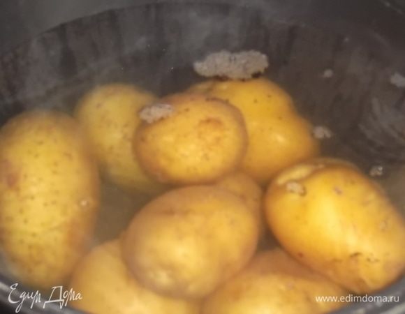 Картофель отварить. Далее остудить и снять кожу. Протереть. Протертый картофель выложить в сотейник на очень маленький огонь.