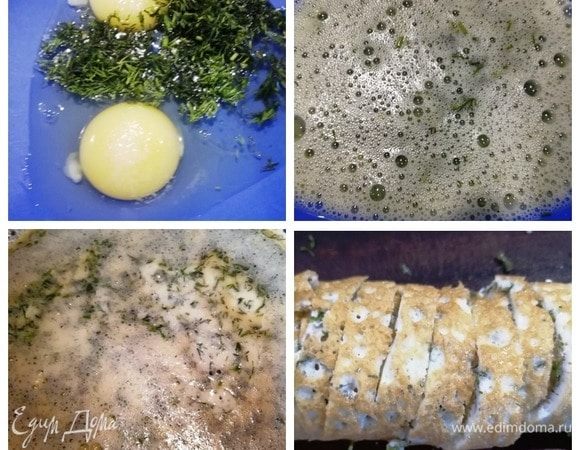 В миску разбиваем яйца, солим, добавляем нарезанный укроп. Слегка взбиваем венчиком. Выливаем яичную смесь в сковороду, смазанную кунжутным маслом. Жарим блин на среднем огне под крышкой с одной стороны. Слегка остужаем, сворачиваем рулетом и нарезаем. Готово.