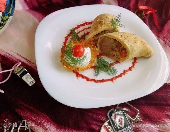 Я подавала языки с корзиночкой из картофеля, начиненной рикоттой и зеленью.