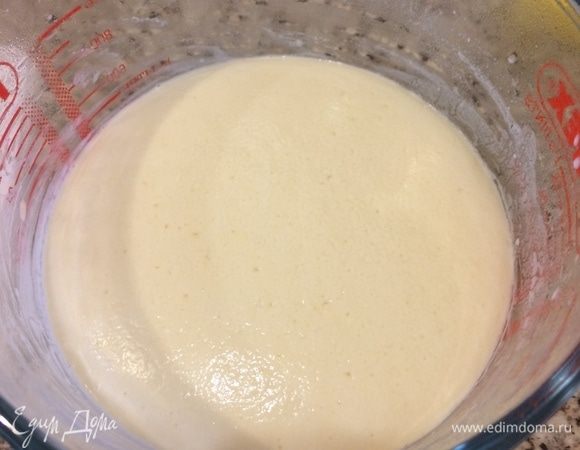 Моя опара спустя один час.