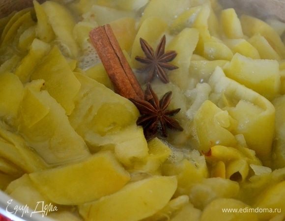 В отвариваемую кожуру кладем палочку корицы и пару звездочек бадьяна.