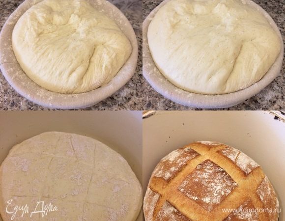 Затем корзинку для расстойки слегка посыпать мукой (я выбрала цельнозерновую), переложить хлеб в корзинку швом вверх, накрыть и оставить на расстойку еще на один час. В духовку поставить чугунок и нагреть до 250°C. Спустя указанное время хлеб очень аккуратно переложить в горячий чугунок швом вниз, сделать надрезы, накрыть крышкой и выпекать 20 минут. Затем уменьшить температуру до 180°C и выпекать еще 50 минут (ориентируйтесь по своей духовке).