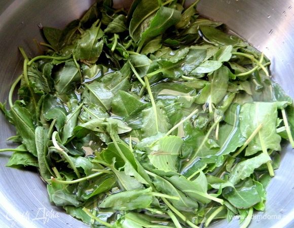 Щавель перебрать, залить холодной водой.