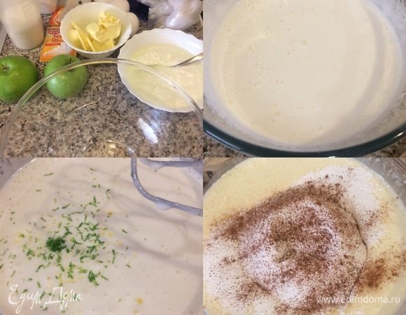 Духовку нагреть до 180°C. Растопить сливочное масло. Простоквашу смешать с содой и дать постоять пару минут. В миске взбить миксером яйца с сахаром и ванильным сахаром. Затем добавить простоквашу, растопленное масло, цедру и хорошо перемешать все миксером. Муку просеять с солью и разрыхлителем. Добавить муку, корицу и еще раз перемешать миксером.