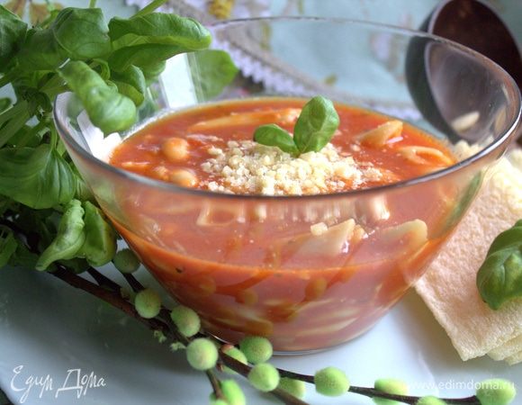 Украсить листиками базилика и подавать к столу.