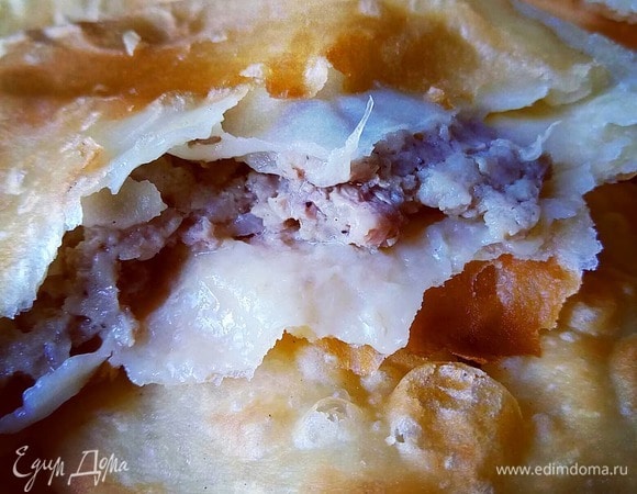 Не забудьте сделать процесс непрерывным до последнего чебурека, как на отлаженном производстве. Они не должны быть заветренными. Чебуреки получаются тонкими с сочной и вкусной начинкой. Бон аппети!