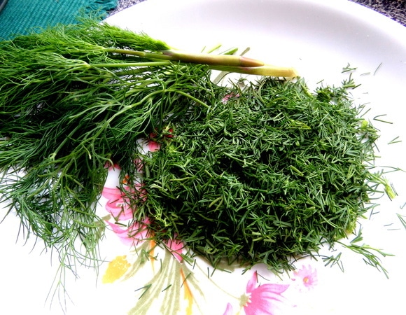 Укроп нарезать для панировки.