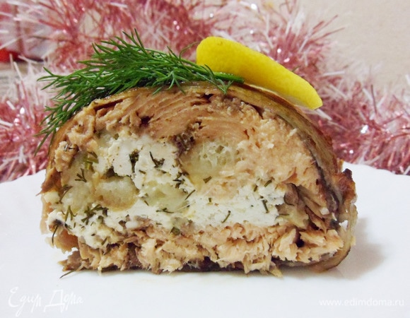 Кусочек горбуши в разрезе.