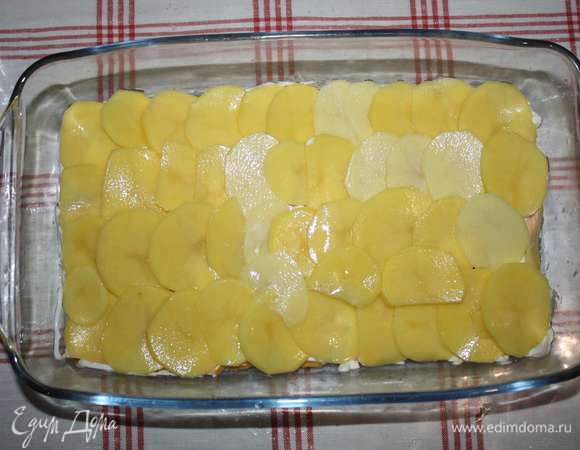 Теперь — тонкий слой картофеля.