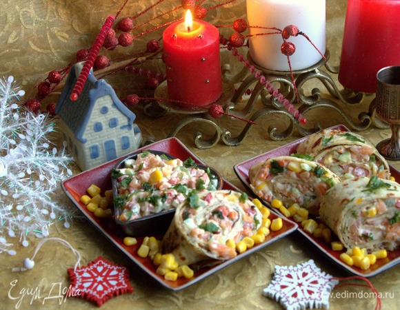 Украсить можно зеленью или кукурузой.