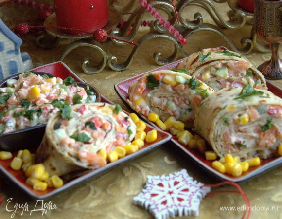 Но и так рулетики ярко смотрятся на столе.