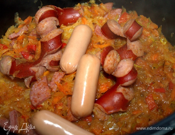 Сосиски детские вводим в самом конце.