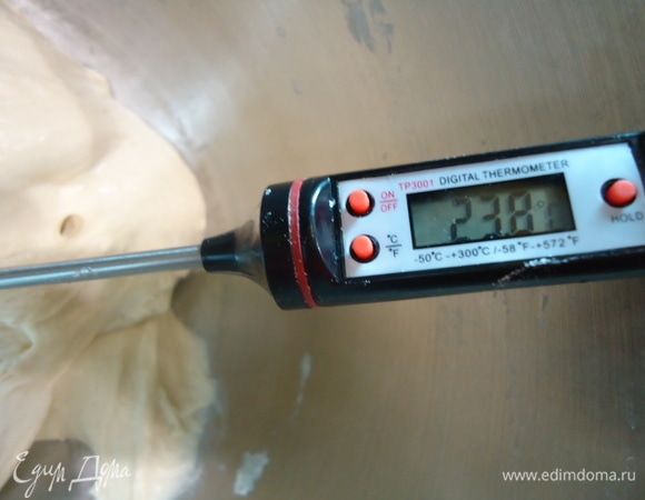 Оптимальная температура теста после окончания замеса — 24°C.