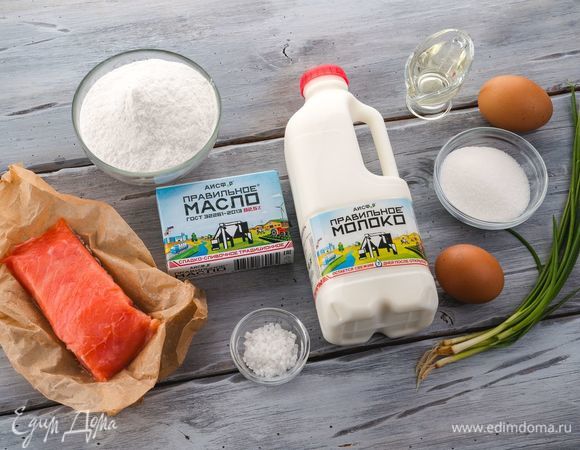 Для приготовления блинов нам понадобятся следующие ингредиенты.