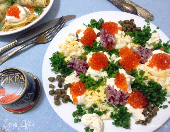 Гарнир к сырным блинчикам готов.