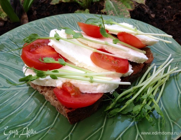 Собрать сандвич, посолить. По желанию добавить любую зелень. У меня горошек.