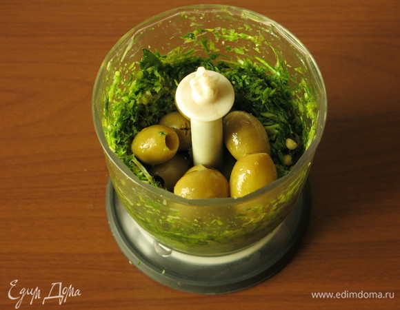 Вместо сыра я положила оливки (постный вариант).