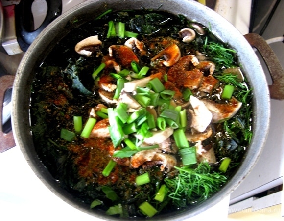 Ставим в духовой шкаф и выпекаем 45 минут. При подаче добавляем специи и зеленый лук, но это по желанию! Всем приятного!