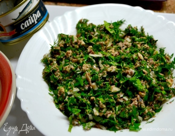 Все перемешать. Начинка готова.