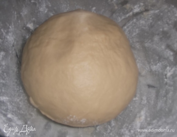 Замешивать тесто в течение 10 минут. Накрыть пленкой. Оставить для подъема в теплом месте часа на 1,5.