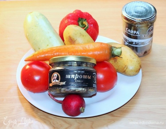 Ингредиенты для приготовления запеканки. Консервированная рыбка на ваш вкус, я попробовала со шпротами.