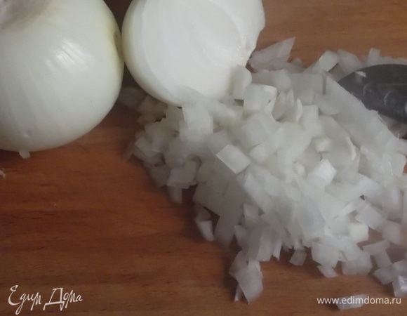 Лук почистить, мелко нарезать ножом. Блендером измельчать не надо, иначе меняются вкусовые качества оладий.
