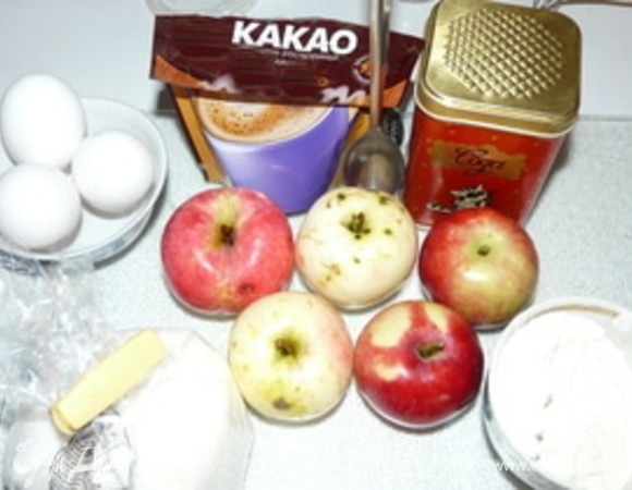 Подготовим все ингредиенты. Если кто-то не любит какао, можно обойтись без него, он придает оттенок и вкус тесту. Кто любит очень сладкое, то добавить больше какао-порошка.