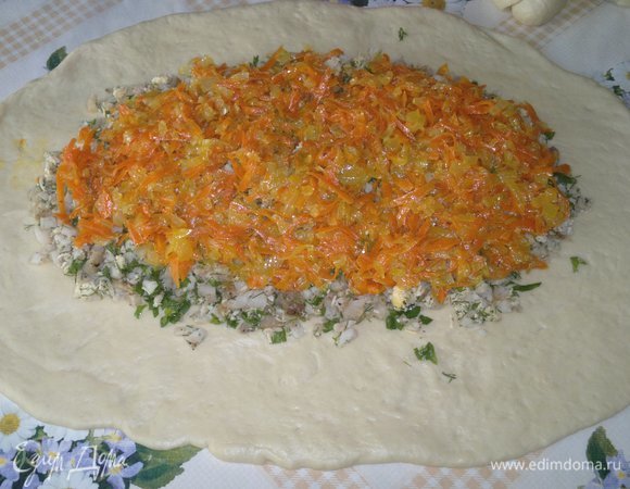 На рыбную начинку выложить овощную.