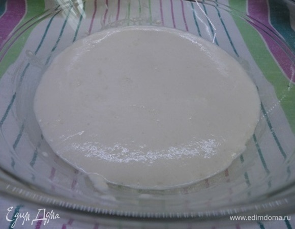 Для опары смешиваем все ингредиенты и оставляем на подъем до шапочки.