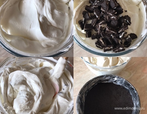 В конце добавляем печенье и еще раз аккуратно перемешиваем.