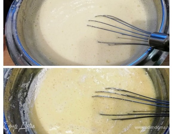 Взбить яйца с сахаром в пышную пену. Масса должна увеличиться в объеме и посветлеть. Аккуратно венчиком в ручном режиме вмешать муку и постепенно вмешать шоколад. Получится нежнейшая масса кремовой консистенции.