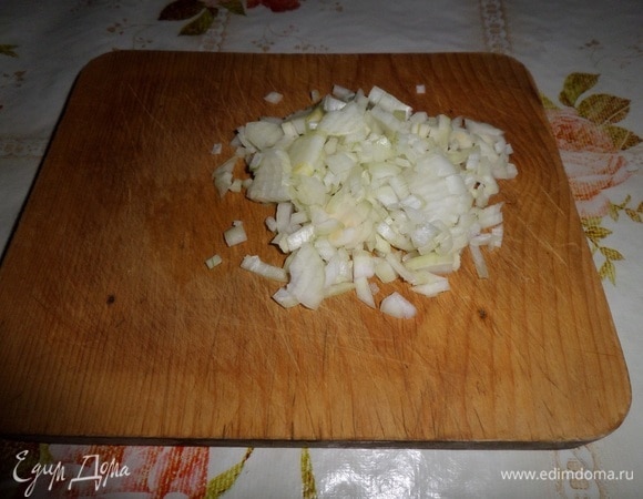 Лук нарезаем мелким кубиком.