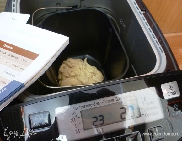 Тесто для коврижки получается довольно густым и липким из-за меда, поэтому приготовление его я доверила хлебопечи Panasonic SD-ZB2512. На фото сахарное тесто.