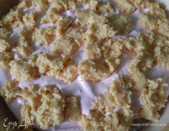 Оставшуюся половину светлого теста (можно натереть на крупной терке, или пощипать).