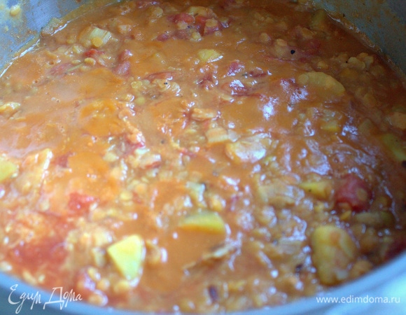 Держим все вместе на огне, перемешав.