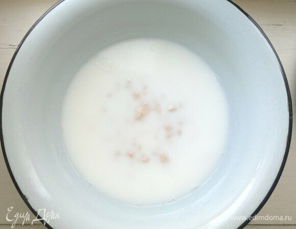 В теплое молоко добавить раскрошенные свежие дрожжи, соль и сахар, перемешать. Дождаться образования шапочки. Объем стакана — 250 мл.